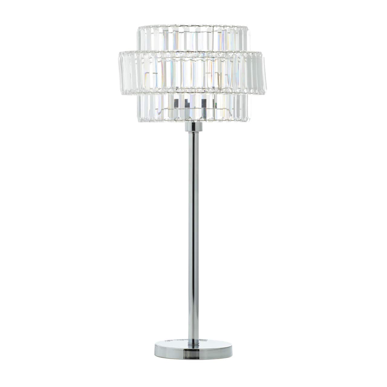 Silver Iron Contemporary Table Lamp, 30" x 13" x 13"